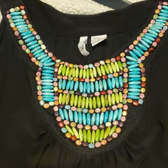 Sami +Jo woman L Black Beaded Neckline maxi Sleeveless dress - Picture 4 of 7